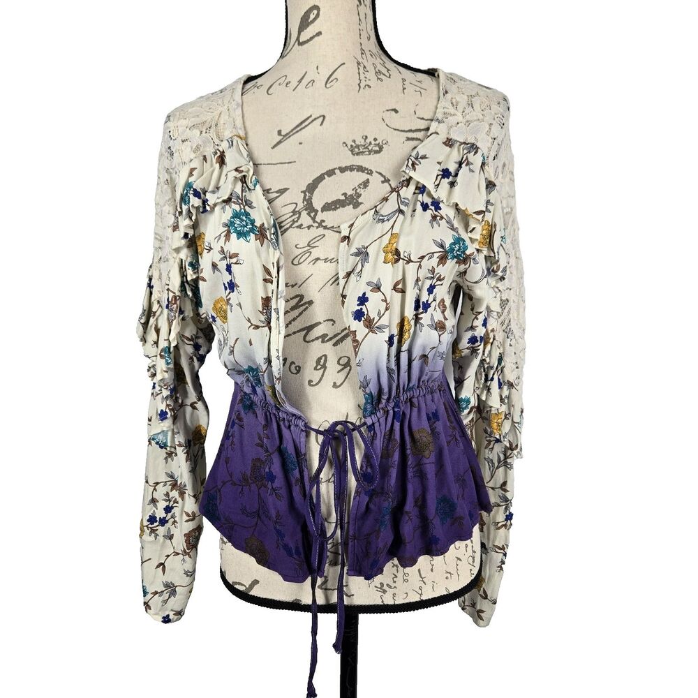 Gimmicks BKE Women's‎ Medium Floral Ruffle Lace Blouse Whimsical Fairycore NWT